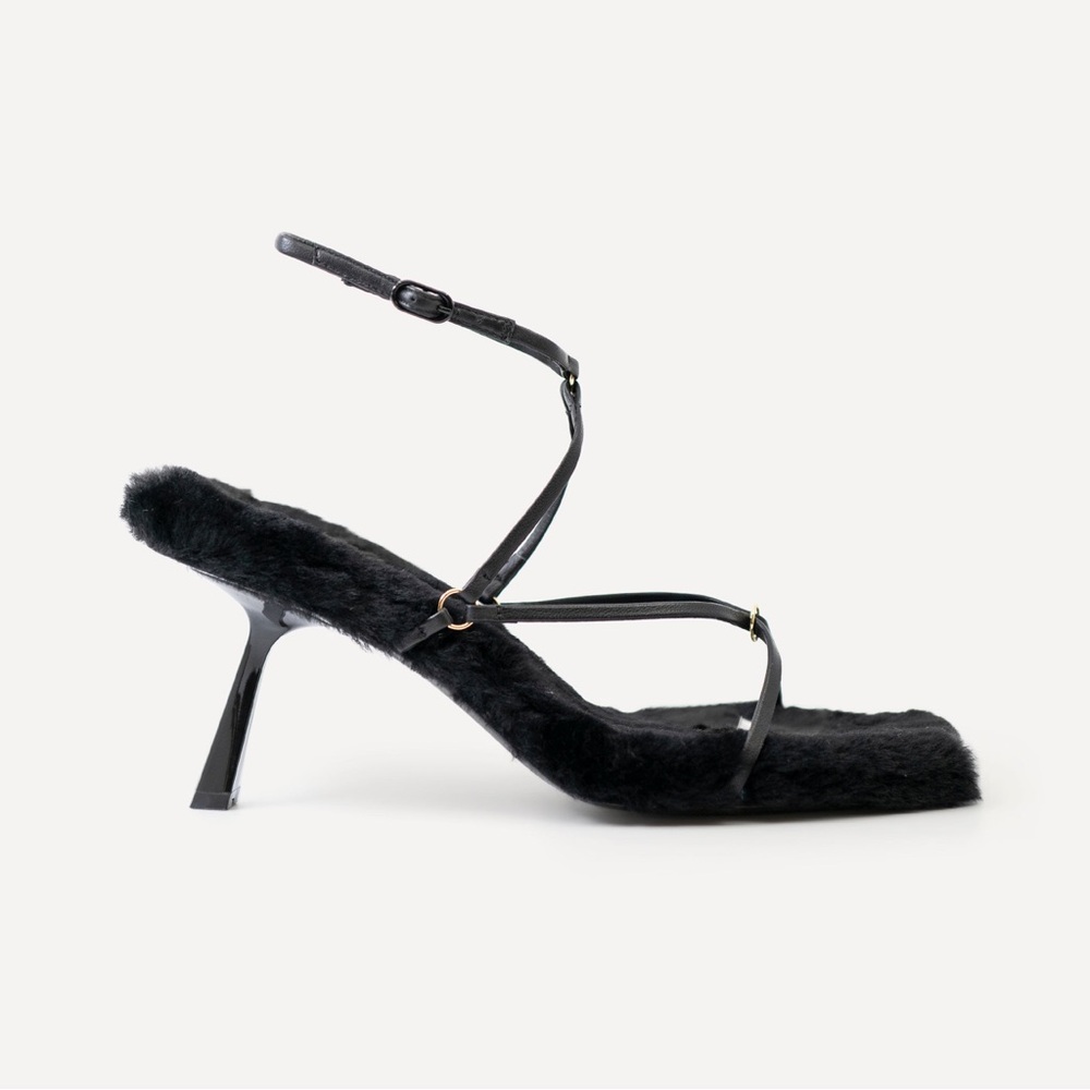 Studio Amelia Sissonne 80 Heel | Black Shearling
